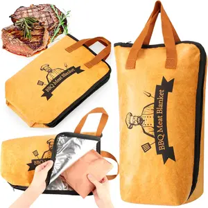 BBQ Blanket for Resting Meat,   Grilling Meat Insulated Resting Bag with Wide Mouth for Large Brisket/Beef/Pork /Turkeys (BBQ Blanket 15in)