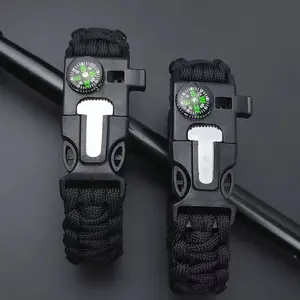 Survival Bracelet Paracord Rod Compass Metal Double Buckle Outdoor Tactical Umbrella Rope Efficient Compass Precise Pointing Quick Positioning