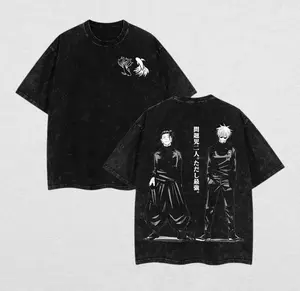 valentine shirts Gojo Satoru x Suguru Geto JJK Washed Oversized T-Shirt | Vintage Anime Streetwea
