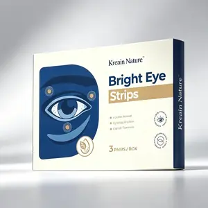 Kreain Nature Lutein Infused Soothing Eye Patches 3 pairs per box, marigold extract nourishes dehydrated fatigued eye contour skin, cooling non-drip disposable sheets for travel & daily screen relief.