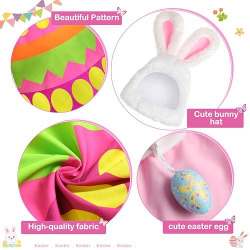 Easter Bunny Porch Goose Outfit for 23 inch Plastic Cement Goose, Easter Egg Porch Goose Costume Lawn Goose Clothes