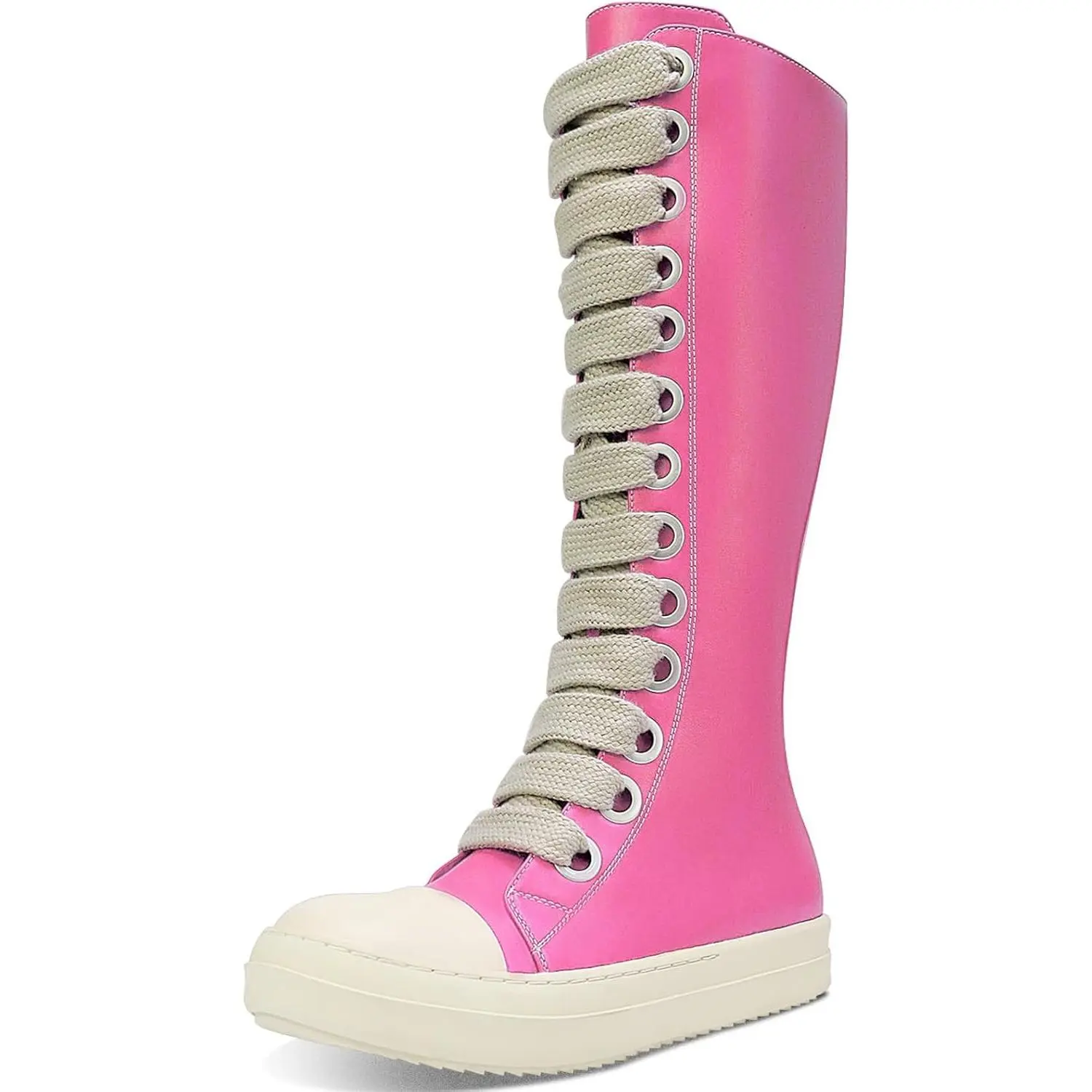 IMPREMEY Womens Knee-High School Bicycling Boots Thick Laces Comfort Platform Walking Boots with Zipper Campus Campaigns Boots
