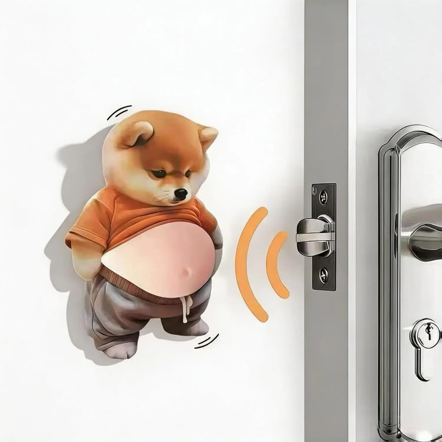 6 Pcs/set Cute 3D Shiba Inu Belly Sticker - Ultra Soft Silicone Anti-Collision Stickers for Phones, Laptops, Fridge & Door Handle Bumper, DIY Decoration