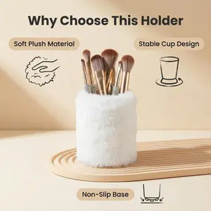1pc Plush Storage Box Makeup Brush Nail Tool Pen Holder Eyebrow Pencil Office Stationery Pen Organizer Dressing Table Entryway Desktop Organizer