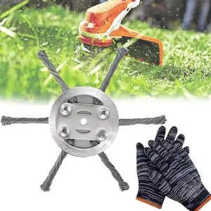 Steel Wire Grass Trimmer Head, 6 Inches Universal Steel Wire Weed Trimmer Head Universal Steel Wire Trimmer Head Replacement-Heavy-Duty Weed Brush Cutter Attachment for Electric & Cordless String Trimmers