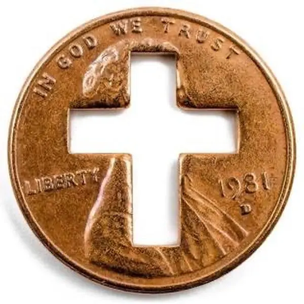 Cross coin pendant for necklace.