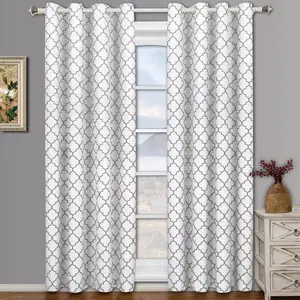 Thermal Insulated Curtain Meridian Pair (Set of 2 Panels) White & Gray 52”x 63”
