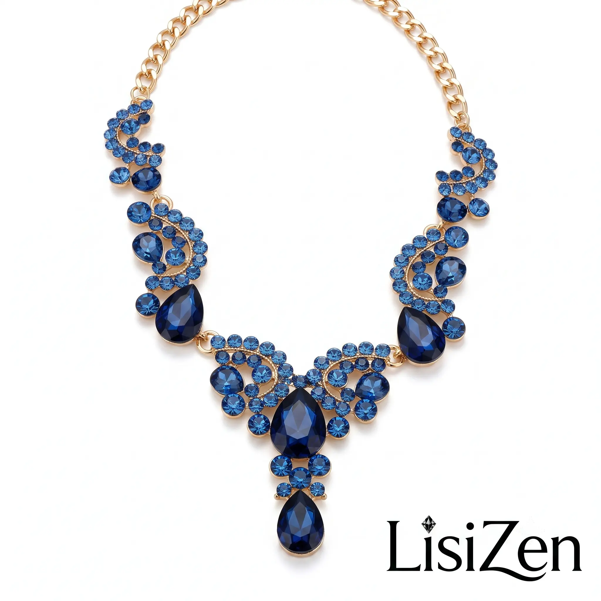 LisiZen Rhinestone Bridal Statement Necklace and Earrings Set, Wedding Party Jewelry DZXL4536