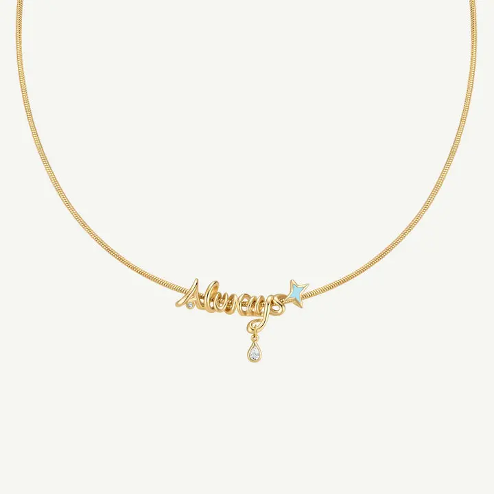Harry Potter x FANCIME Always Custom Letter Motif Necklace, Snape’s Falling Tears Love-Themed Zircon Chain Jewelry, Book-Inspired Dark Fantasy Collectible Chain Jewelry Necklace for Costume Use, Collectibles, Book-Inspired Necklaces