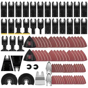 Oscillating Saw Blades, Oscillating Tool Blades Accessories with Sandpaper, Multifunctional Electric Tool Saw Blade Set (98pcs) Power Tools