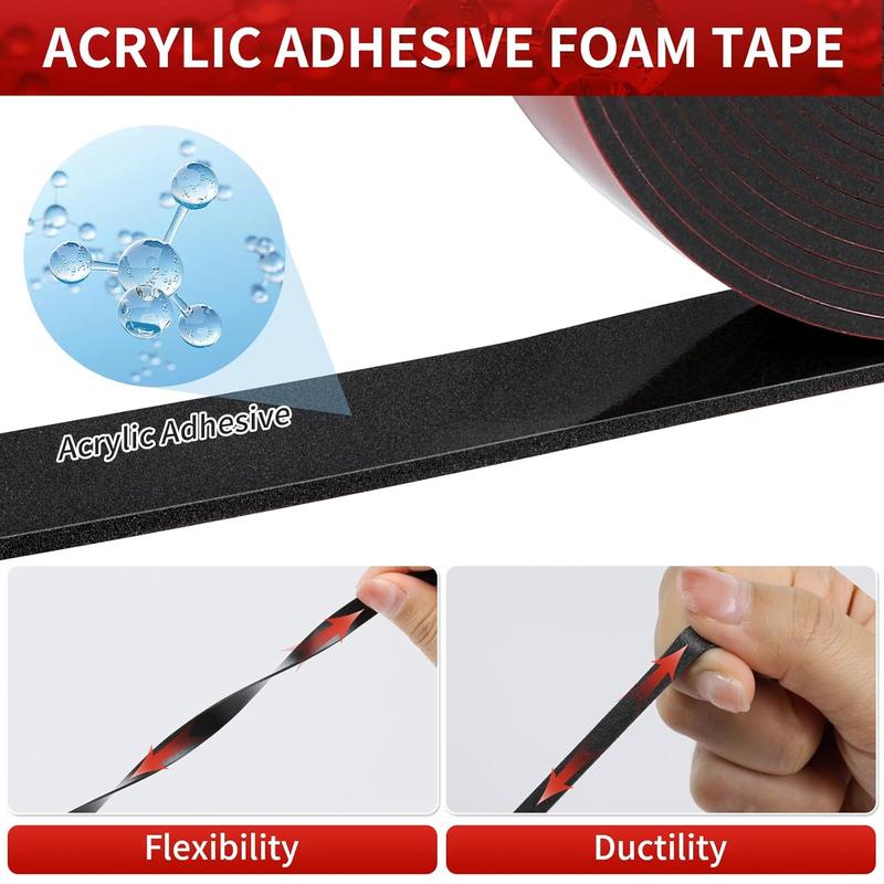 Double Sided Tape Heavy Duty  2 Rolls Adhesive Tape, 19.68ft  Double Sided Mounting Tape,  Mounting  Tape, Two Sided Tape for , , Wall Hooks, LED Strips, DIY Projects