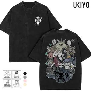 Hollow Knight The Radiance King's Brand Graphic Tee | Vintage Mineral Washed Oversized T-Shirt | Heavyweight Cotton Retro Gaming Merch Menswear Streetwear Top