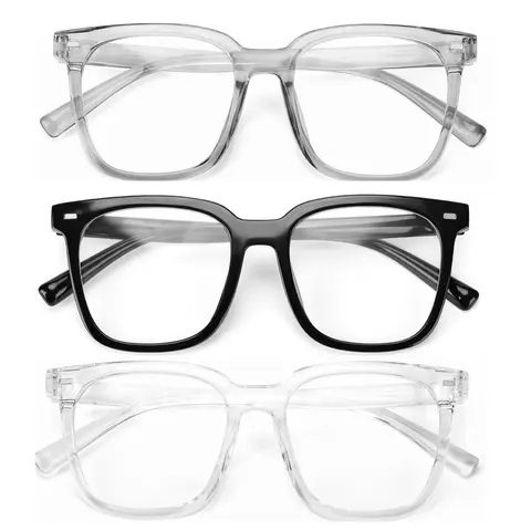 Blue Light Glasses for Women - Anti Eyestrain Eyewear, Stylish Protective Square Frames Eyeglass, Non-Prescription Large Frame Computer Reading Glasses (Gray)