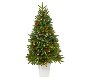 Nearly Natural 56" Snow Tip Tree w/100 Clear LED