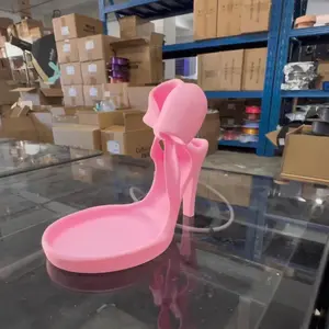 Elegant Shoe-Shaped Jewelry Tray with Bow Decor, Includes Ring Stand and Storage Slots, Bow Desktop Ornament for Dressing Table