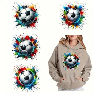 6 Sheets Colorful Football DTF Transfer Stickers Washable Vinyl Heat Transfer Decals with Vibrant Splatter Design for T Shirts Masks Jeans Backpacks Theme Heat Transfer Patches Football Accessories