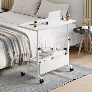 Laptop Desk Adjustable Desk Small Standing Desk Home Office Desks for Small Spaces Portable Desks Table for Bedrooms,Mobile Rolling Computer Work Desks on Wheels