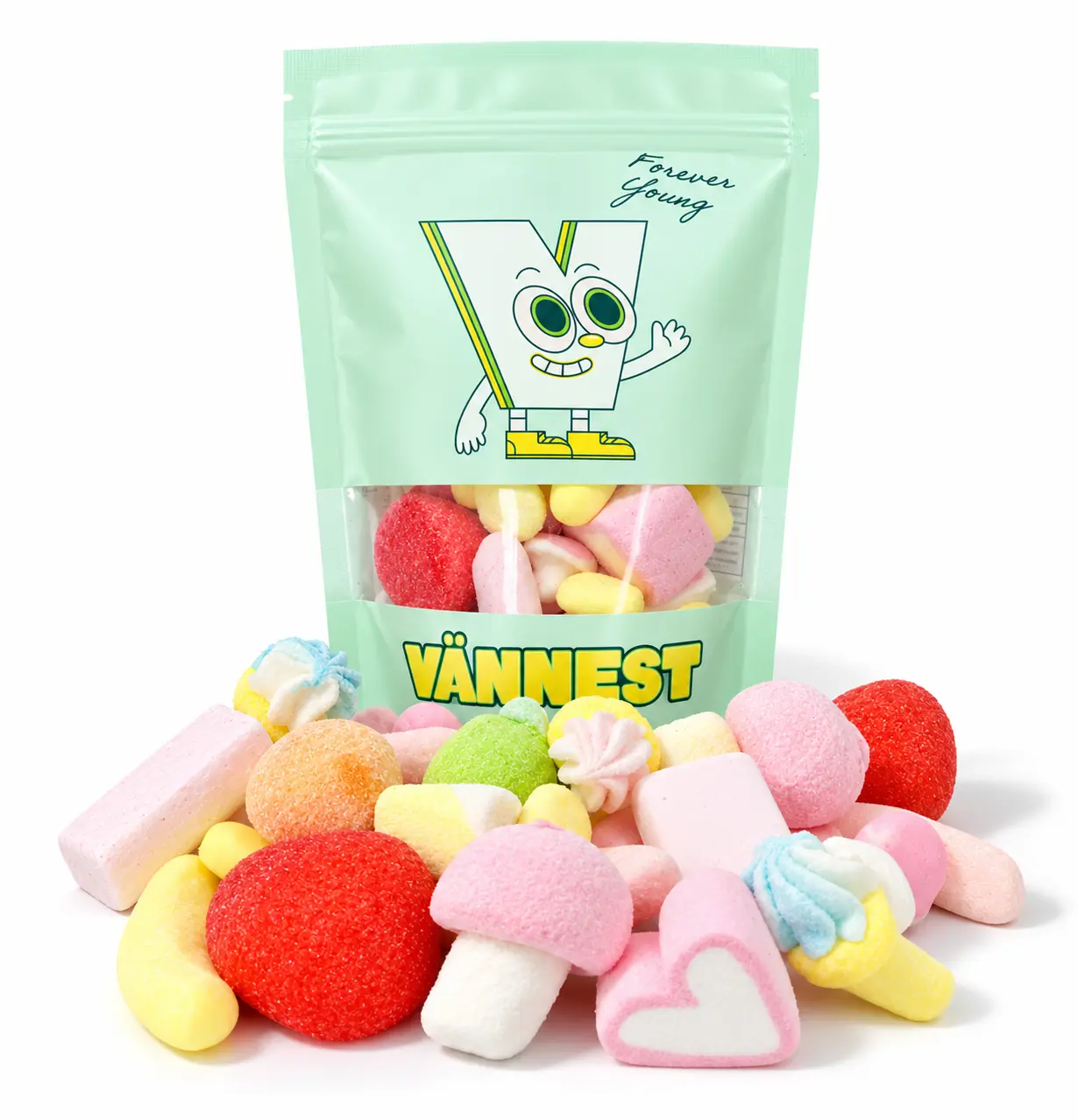 Swedish Foamy/Marshmallow Mix - Sweet Fluffy Bonbon Snack with Authentic Swedish Flavors Strawberry Soft Vanilla