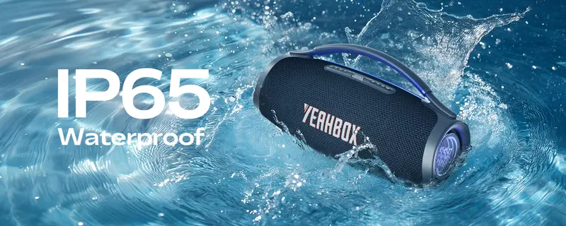 YEAHBOX Ultra 320 High-Power Ultra-Portable Bluetooth Bass Speaker - 300W Rated/500W Peak Power, True 3-Way 5-Driver System, 6×9in Racetrack Woofer, Dual Radiators, RGB Lights, IP65 Rated, Multi-Input (USB, HDMI ARC, Cells), Deep Controlled Bass Impact
