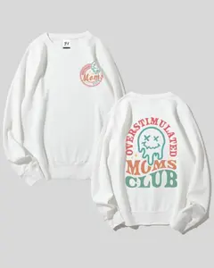 Overstimulated Moms Club Comfort Colors Sweatshirt Trendy Mothers Day Shirt Funny Mama Tee Mothers Day Gift Mom Life Shirt Round Neck Top Pullover Mom Birthday Gift Unisex Fashionable Casual Daily