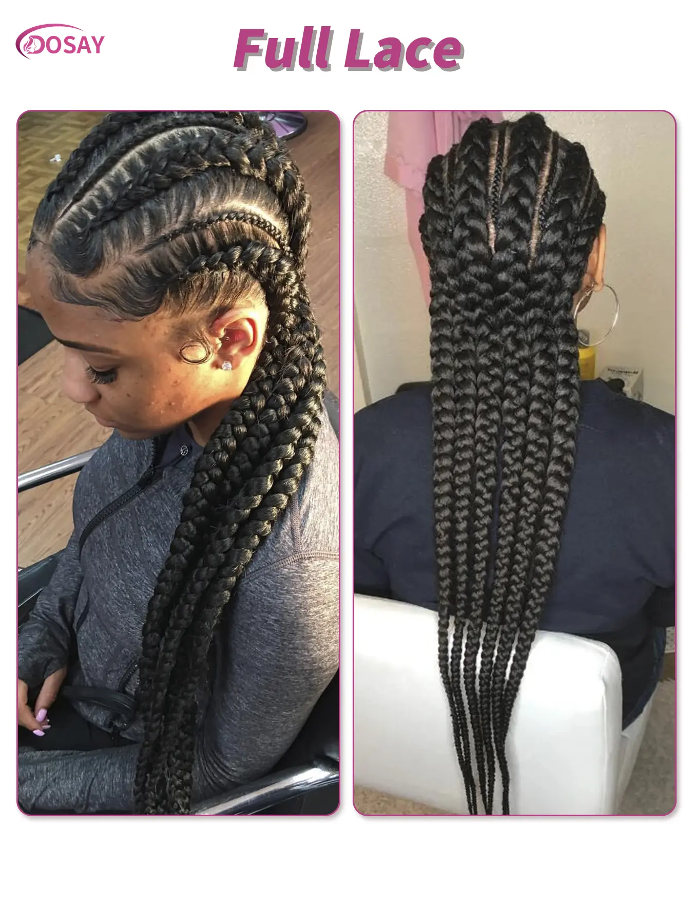 36 Inch Cornrows Braided Wigs Synthetic Full Lace Front Wig  display picture 3