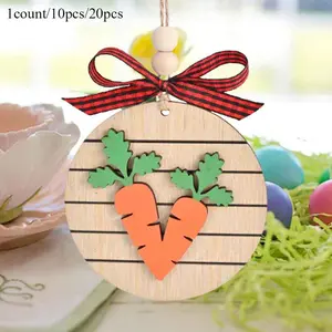Wooden Carrot Ornament, 1/10/20pcs Double-layer Ornament, Easter Home Decor, Spring Decorations, Festival Party Decor, Garden Decor