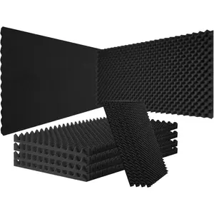 VEVOR Acoustic Foam Panels, 4 Pack 48x 24x 2 Inches, Pyramid Designed Soundproof Wall, Sound Dampening Absorbing for Studio Wall and Ceiling, Black