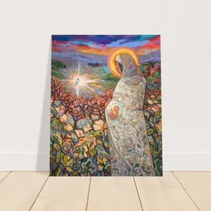 infant Jesus Meets John the Baptist, Blessed Mother, Visitation of Mary And Elizabeth Catholic Poster, Pre-born Child, Room Decor, Unframed