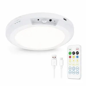 12mm Ultra-Thin Motion Sensor Ceiling Light – 120° Wide Angle, Rechargeable Battery, Magnetic No-Drill Mount, 3CCT，10-Level Dimmable for Closet/Hallway/Kitchen