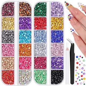 5000pcs Small Resin Rhinestones for Nail Art, Colorful 2/3mm Flatback Bedazzling Nail Gems, Acrylic Tips Manicure Decor Supplies
