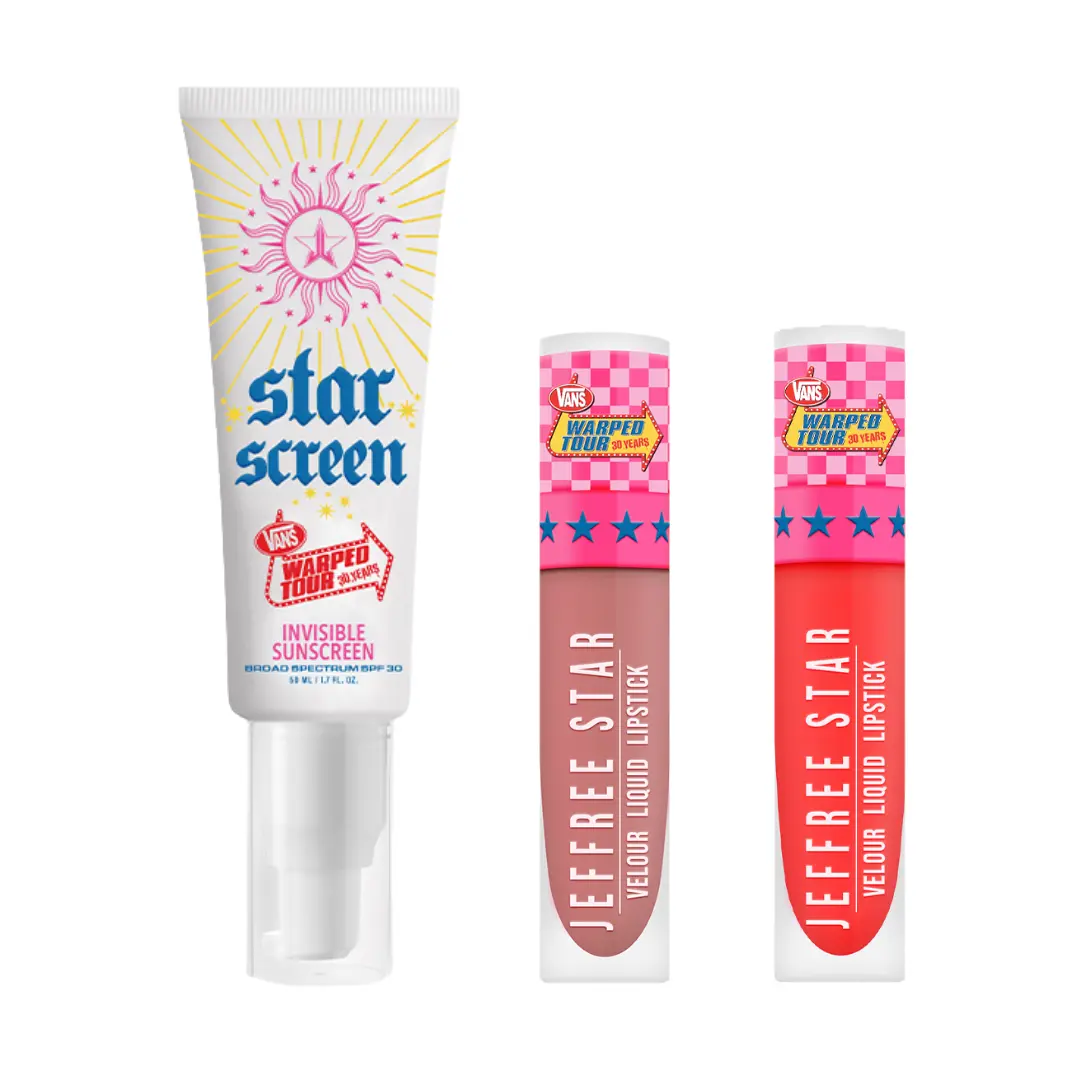 Festival Trio - Includes Star Screen Invisible Sunscreen & Velour Liquid Lipstick in 'Warped Tour Red' & 'Backstage Pass' Festival Trio - Includes Star Screen Invisible Sunscreen & Velour Liquid Lipstick in 'Warped Tour Red' & 'Backstage Pass'