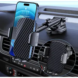 Qifutan Car Phone Holder Mount Phone Mount for Car Windshield Dashboard Air Vent Universal Hands Free Automobile Cell Phone Holder Fit for Iphone Smartphone Carbon Fiber Qifutan
