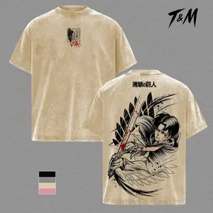 Levi Ackerman Anime Shirt, Retro Vintage Washed Tee, Heavyweight Cotton Graphic T Shirt, Attack on Titan Merch, Casual Streetwear Top, Manga Fans, Anime Gift For Boys