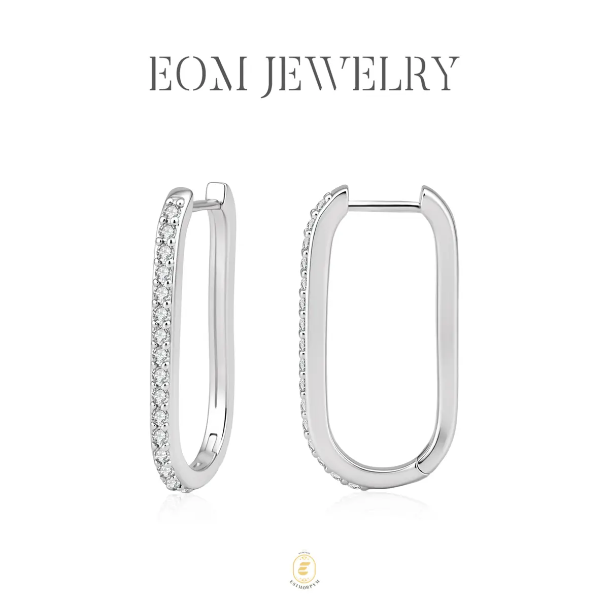Moissanite Pavé Geometric Hoop Earrings Silver-Plated Jewelry Wedding Engagement Anniversary Valentine's Day Birthday Daily Wear