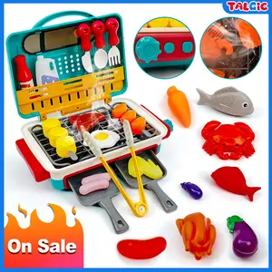 Talgic BBQ Grill Toy For Boys and Girls 3+ Color change Steam and Light Function Crab Eggplant Cutlery Ketchup