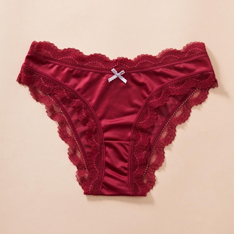 5 Pack Women Low Waist Mesh Lace Panties, Sexy Perspective Breathable Solid Briefs Soft Ladies Lingerie Underwear