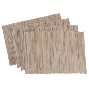 Saro Lifestyle Water Hyacinth Woven Placemats With Shimmering Accents, Beige, (Set of 4 pcs)