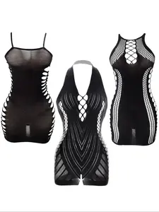 Women's Solid Fishnet Cover Up Dress, Casual Hollow Out Bodycon Cover Up for Beach Holiday Vacation, Ladies Swimwear for All Seasons, Swimsuit Cover Up, Beach Cover Ups