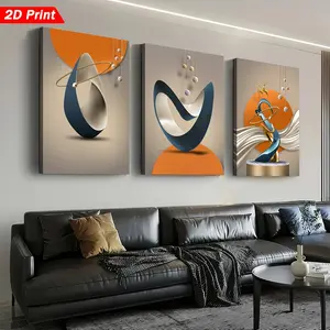 3 Pieces 2D Flat Print, Framed Canvas Painting and Poster, Can Be Hanged Directly, Modern Art, Abstract Geometric Fashion Trend Print, Home Decoration, Wall Art, Room Decoration, Home Mural, High-Definition Print, Ideal Gift, Living Room, Bedroom, Dining