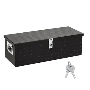 GARVEE Heavy Duty Aluminum Diamond Plate Tool Box Chest (Black, 30*13*10'')