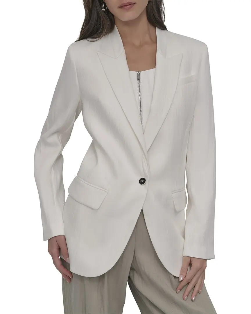 DKNY Stand Collar Peak Lapel Blazer