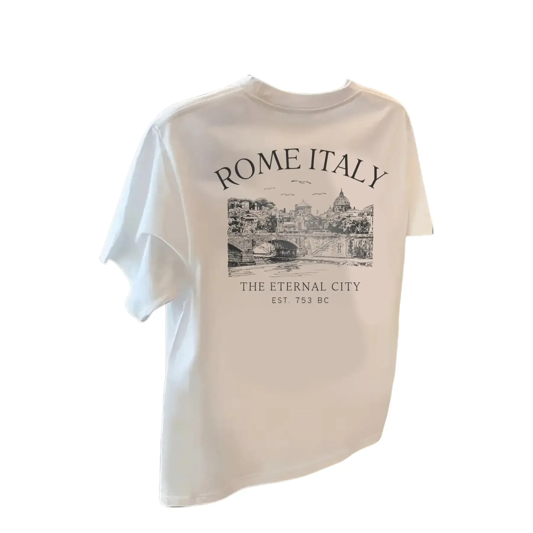 Women's Casual Short-Sleeve Round Neck T-Shirt with Rome "The Eternal City" Graphic Print for Spring & Summer, Shortsleeve, Tshirt