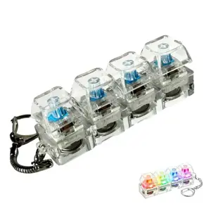 4-in-1 Keyboard Adult Fidget Clicker Toy with LED Light Keychain Cube Mechanical Key Button Clicker Stress Relief Gift for Office Home Pass Time