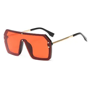 Oversize Sunglasses Fashion Style Square Sun Glasses  One Pieces Mirror Lens Women Men Brands
