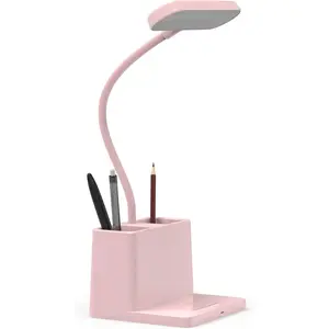 Z-DLP2  Cute Desk Lamp, Pink Table Light for Women, Teen Girls, Adjustable LED, Small, Rechargeable, Battery Operated, Touch Control, Gooseneck, Home Office Accessories, College Dorm Essentials