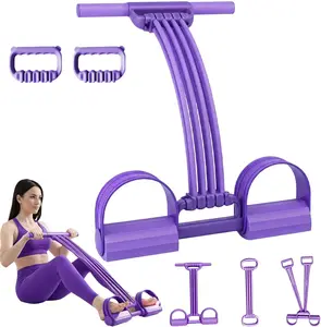 3 in 1 Adjustable Pedal Resistance Band 8-Tube Multifunction Tension Rope Natural Latex for Workout Progressive Strength Training Customizable Resistance TPR Latex