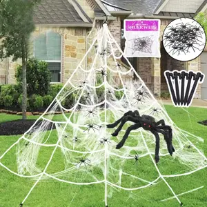 Halloween Decoration Spider Web Silk Cotton Realistic Large Spider Bar Scene Prop Cross-Border