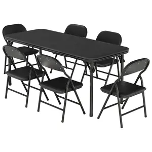 Garvee 7-Piece Kids Folding Table and Chairs Set Toddlers Children's Activity Table and Chairs Set for Dining Room Daycare Classrooms