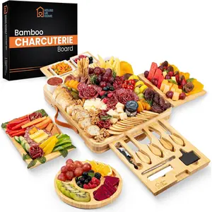 Charcuterie Board Gift Set, Large Cheese Board with Hidden Drawers, Knives & Bowls, Perfect for Housewarming Wedding for Couples and Hosts