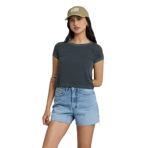 BILLABONG Women's Riley Cut-Off Denim Shorts, High Waisted Jean Shorts, Classic 90s Vintage Mom Shorts